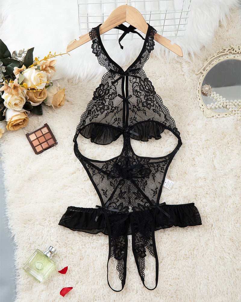 Lena | Koronkowe Body z Prześwitami i Otworem w Kroku (1+1 ZA DARMO)