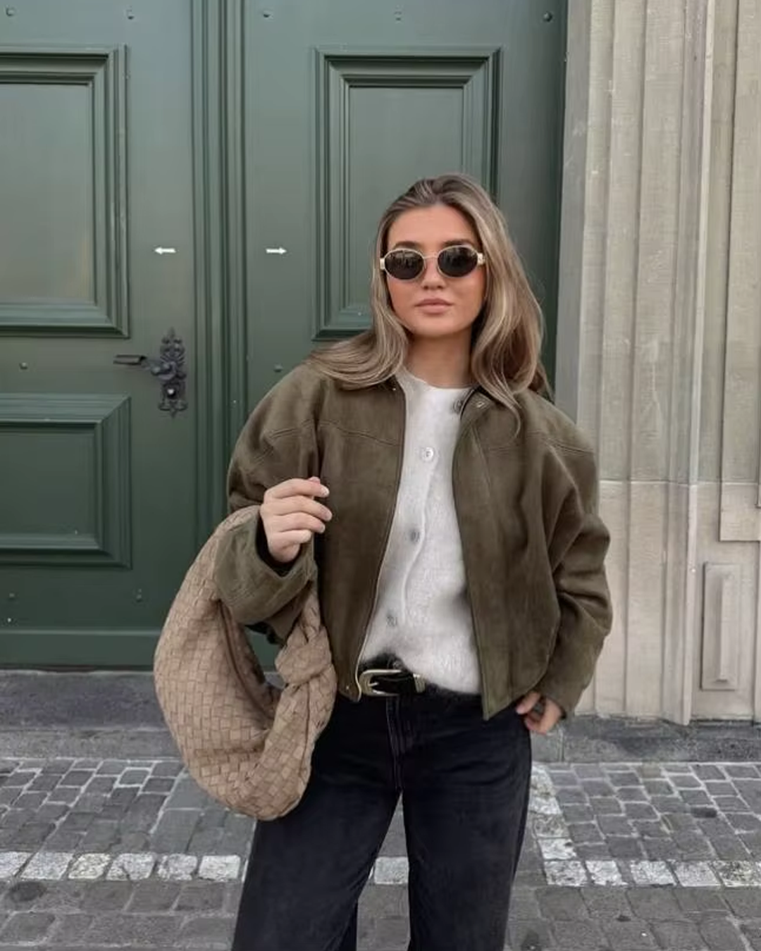 Chloé™ | Kurtka z zielonego zamszu