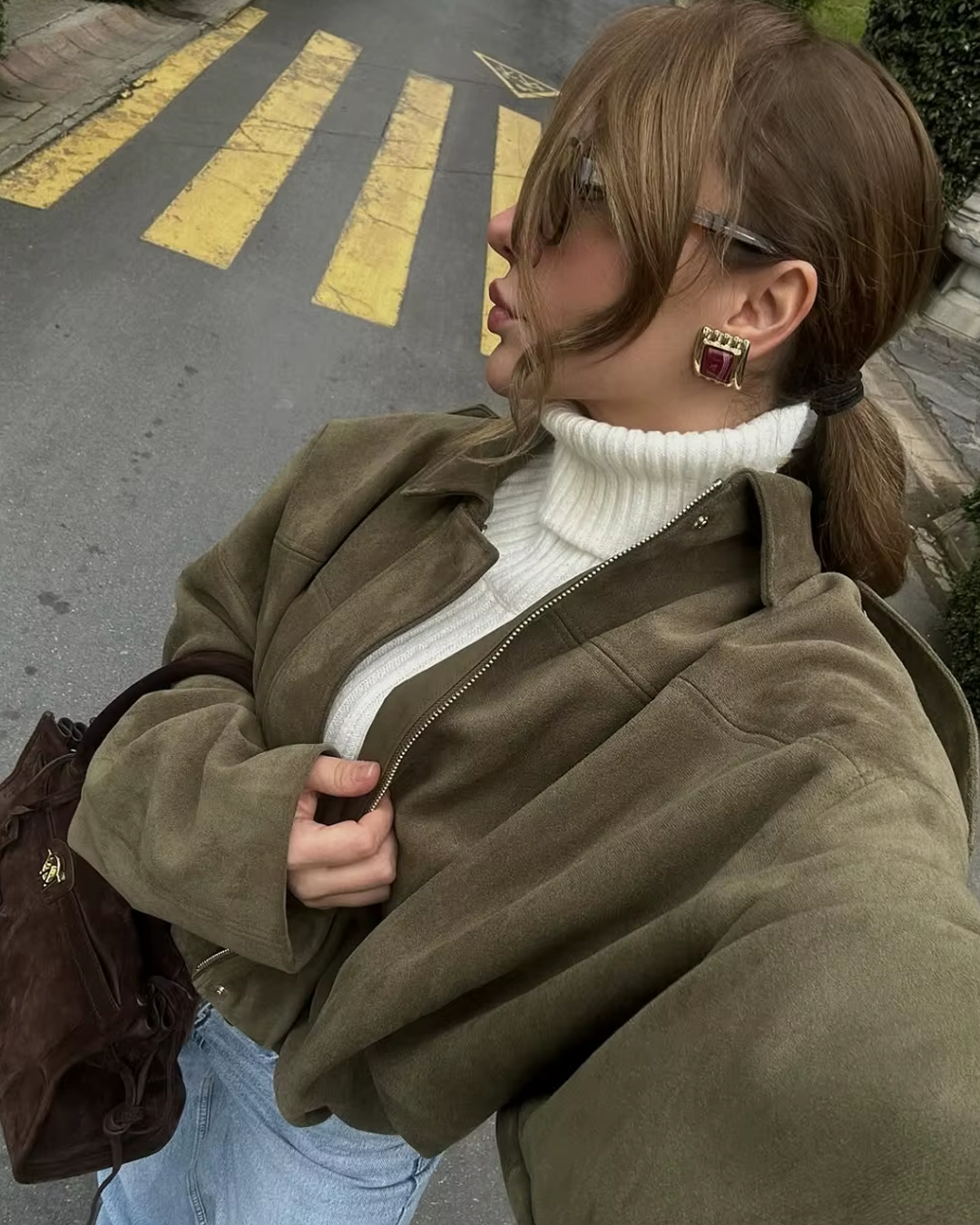 Chloé™ | Kurtka z zielonego zamszu